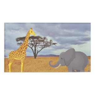 Badge D'identification girafe et éléphant dans le safari