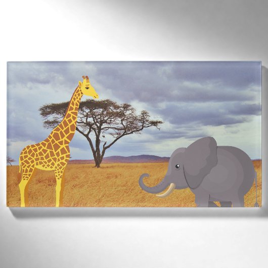 Badge D'identification girafe et éléphant dans le safari (Devant)
