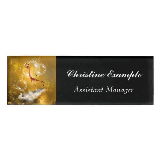 Badge D'identification Girafe surfante drôle (Devant)