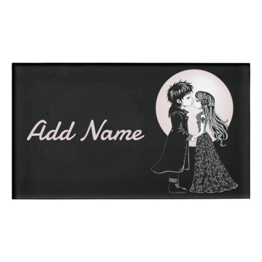 Badge D'identification Gothique Emo Enfants Kiss Valentine's Day (Devant)