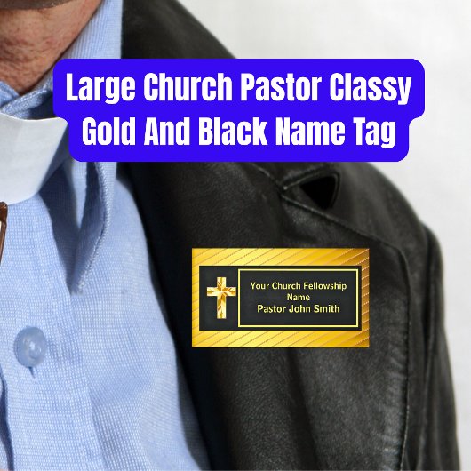 Badge D'identification Grand pasteur d'église Classieux or et noir