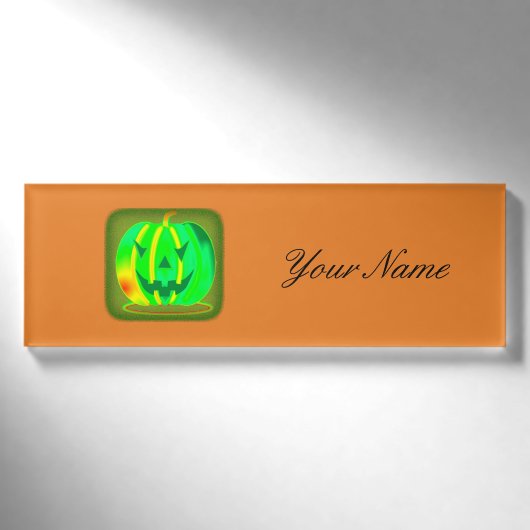 Badge D'identification Green Jack olantern Halloween Thunder_Cove (Devant)