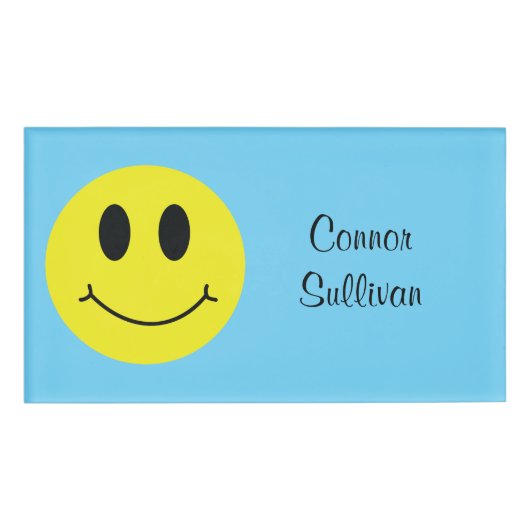 Badge D'identification Grinning Face Classic avec prénom (Devant)