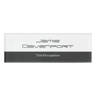 Badge D'identification Gris Blanc Minimal Moderne Gras