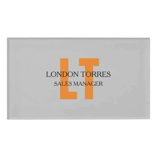 Badge D'identification Gris gris monogramme attrayant (Devant)