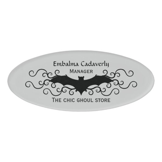 Badge D'identification Halloween élégant | Conception de chauve-souris Va (Devant)