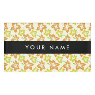 Badge D'identification Hibiscus Jaune, Hibiscus Orange, Votre Nom