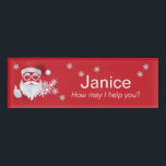 Badge D'identification Hip Santa Claus Papercut sur Red Christmas<br><div class="desc">Nom de l'événement de Noël pour un salon d'artisanat,  un marché de vacances et des courses de Noël. Le Père Noël coupé en papier avec des flocons de neige sur le rouge vif. Recherchez les produits événementiels correspondants.</div>