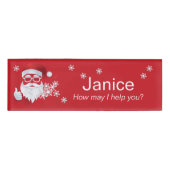 Badge D'identification Hip Santa Claus Papercut sur Red Christmas (Devant)
