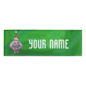 Badge D'identification Hippo Festif Sur Vert (Devant)