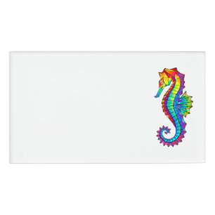 Badge D'identification Hippocampe polygonal arc-en-ciel