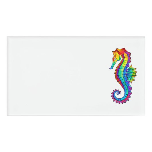 Badge D'identification Hippocampe polygonal arc-en-ciel (Devant)