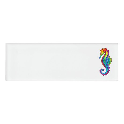 Badge D'identification Hippocampe polygonal arc-en-ciel (Devant)