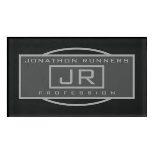 Badge D'identification Hommes Sportif Géométrique gris foncé et noir