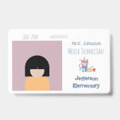 Badge d'identification horizontal blanc avec photo (Avant)