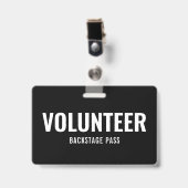 Badge d'identification horizontal noir uni pour bé (Avant avec clip)