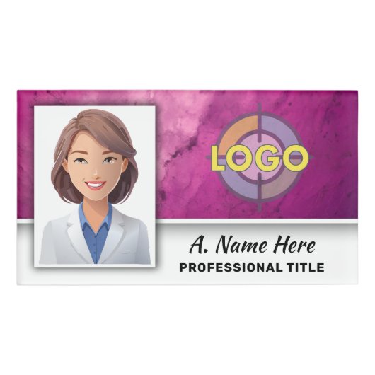 Badge D'identification Hot rose Crystal Bold Beauté Wellness Professionne (Devant)