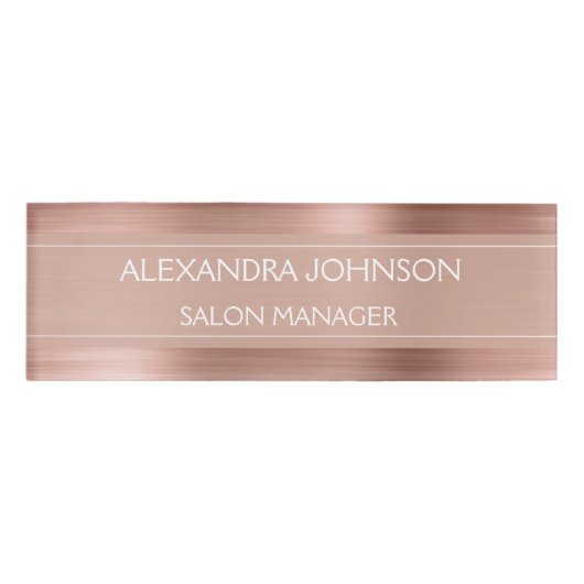 Badge D'identification Huile d'or rose | Blush Pink Foil Moderne (Devant)