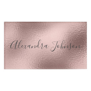 Badge D'identification Huile d'or rose Blush Pink Foil Moderne
