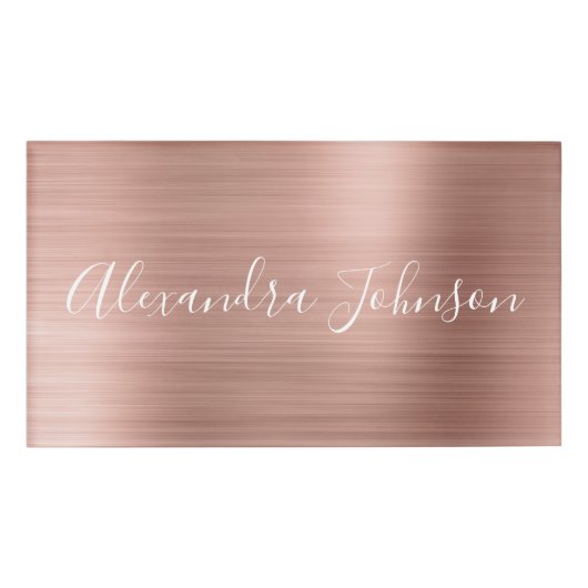 Badge D'identification Huile d'or rose | Blush Pink Foil Moderne (Devant)