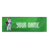 Badge D'identification Husky festif à Santa Hat sur Vert (Devant)