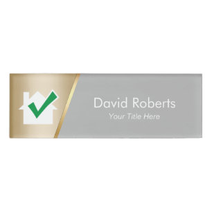 Badge D'identification Immobilier Agent House Icône Modern Gold
