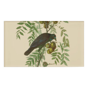 Badge D'identification Impression d'oiseau Grackle violet d'Audubon Botan