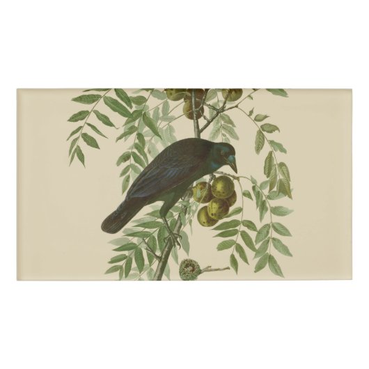 Badge D'identification Impression d'oiseau Grackle violet d'Audubon Botan (Devant)