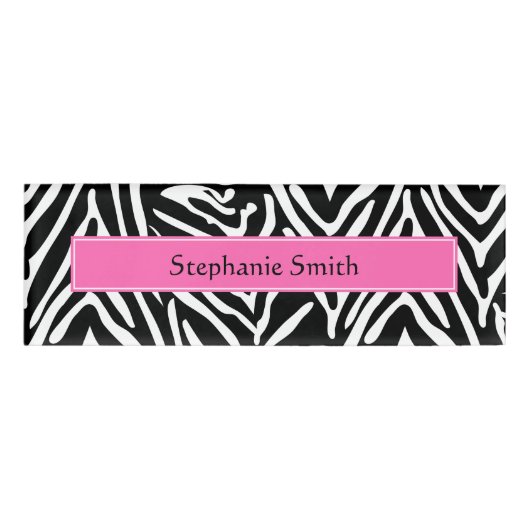 Badge D'identification Impression Zèbre noir, blanc et rose chaud personn (Devant)