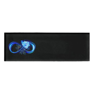 Badge D'identification Infini lumineux avec rose bleue