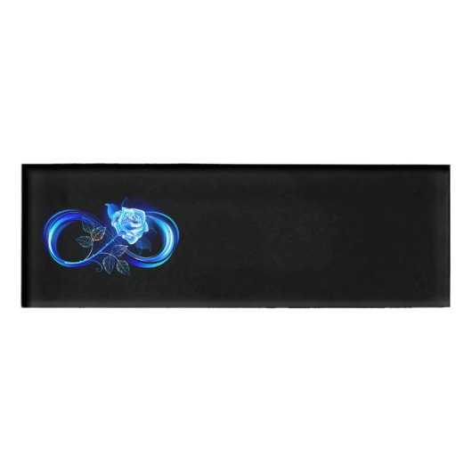 Badge D'identification Infini lumineux avec rose bleue (Devant)