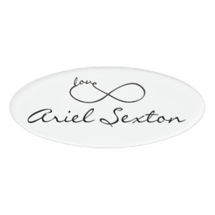 Badge D'identification Infinity Love Lemniscate noir + votre backgr.