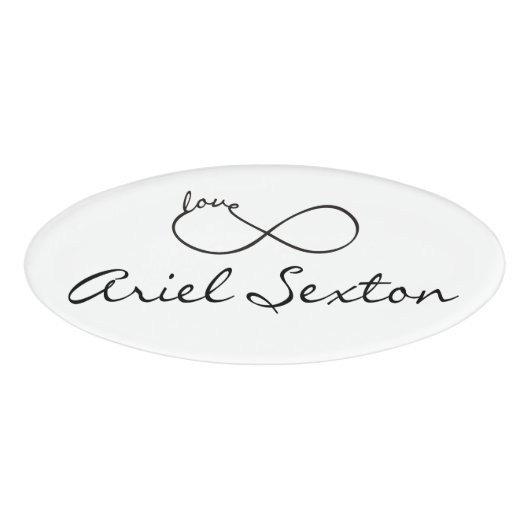 Badge D'identification Infinity Love Lemniscate noir + votre backgr. (Devant)