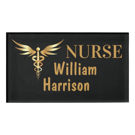 Badge D'identification Infirmière Caducée Personnalisable (Devant)