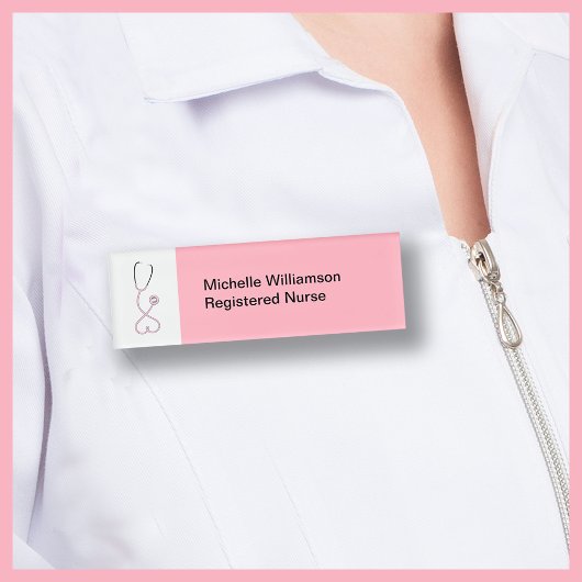 Badge D'identification Infirmière en santé pour femmes Stéthoscope rose