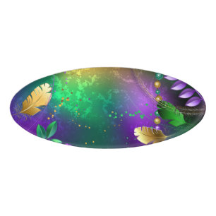 Badge D'identification Iridescente mardi gras arrière - plan avec perles