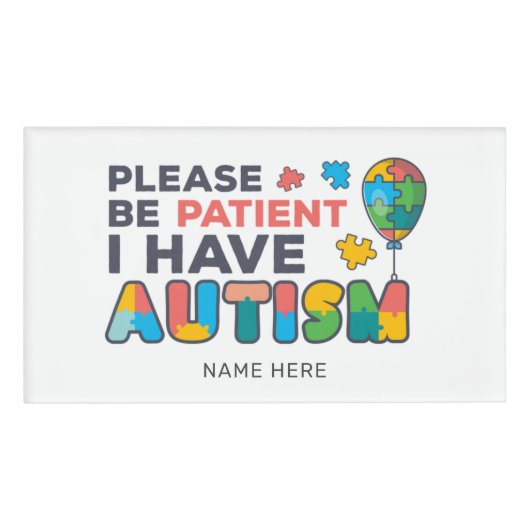 Badge D'identification J'Ai Autisme ID Vibrant Personnalisé (Devant)