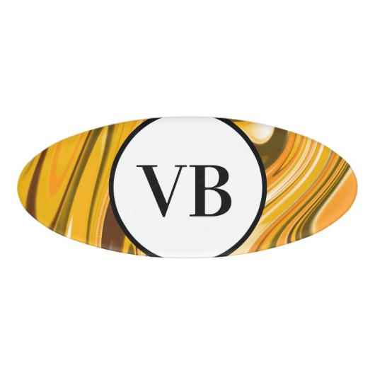 Badge D'identification Jaune noir acrylique pour marbre ajouter nom monog (Devant)