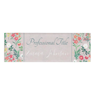 Badge D'identification Jolies fleurs d'aquarelle Botanique