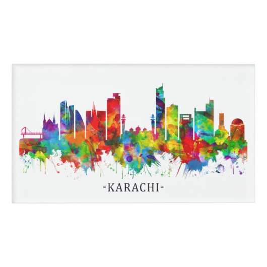 Badge D'identification Karachi Pakistan Skyline (Devant)