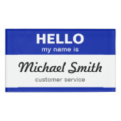 Badge D'identification La coutume bonjour mon nom est blanc bleu élégant (Devant)