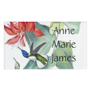 Badge D'identification La faune d'oiseaux de colibri fleurit l'étiquette