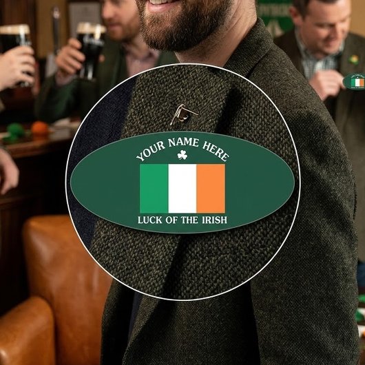 Badge D'identification La Saint-Patrick Drapeau Irlande Nom Personnalisé 