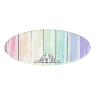 Badge D'identification l'amour conquiert tout chien arc-en-ciel basset ho
