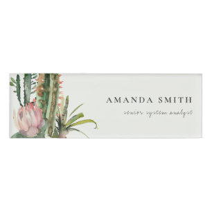 BADGE D'IDENTIFICATION LE DÉSERT FLORAL BOHO PINK CACTI FOLIT LA COULEUR