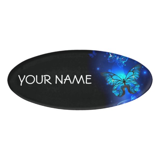 Badge D'identification Le papillon morpho dans l'Arrière - plan sombre (Devant)