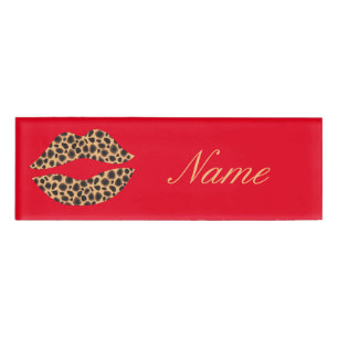 Badge D'identification Leopard Spots Lipstick Kiss Thunder_Cove