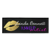 Badge D'identification Lèvres à la mode d'or pour le maquilleur (Devant)