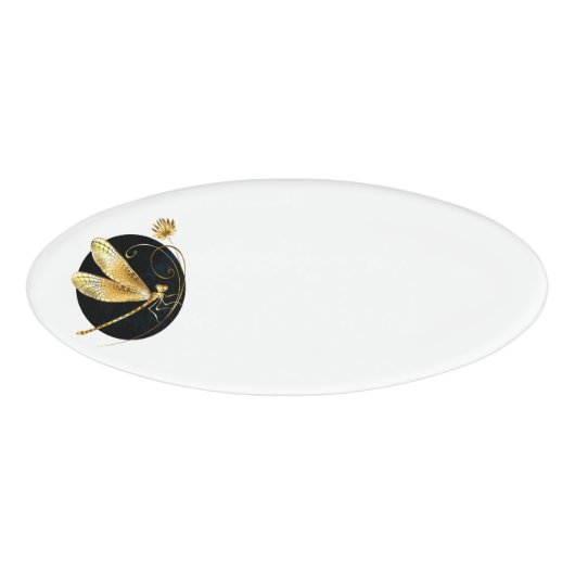 Badge D'identification libellule d'or en cercle noir (Devant)