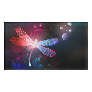 Badge D'identification Libellule rouge lumineuse